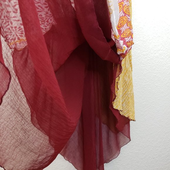 Paul Ropp Free Size Resort Style Tank Dress Boho Patchwork Chiffon Handkerchief - Picture 5 of 14